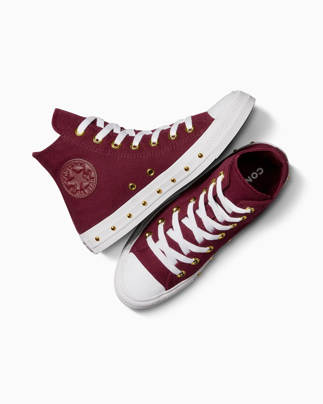 - Converse Chuck Taylor Womens Star Studded Hi - Deep Bordeaux/White/Gold - (A07906) - BDU- R1L7