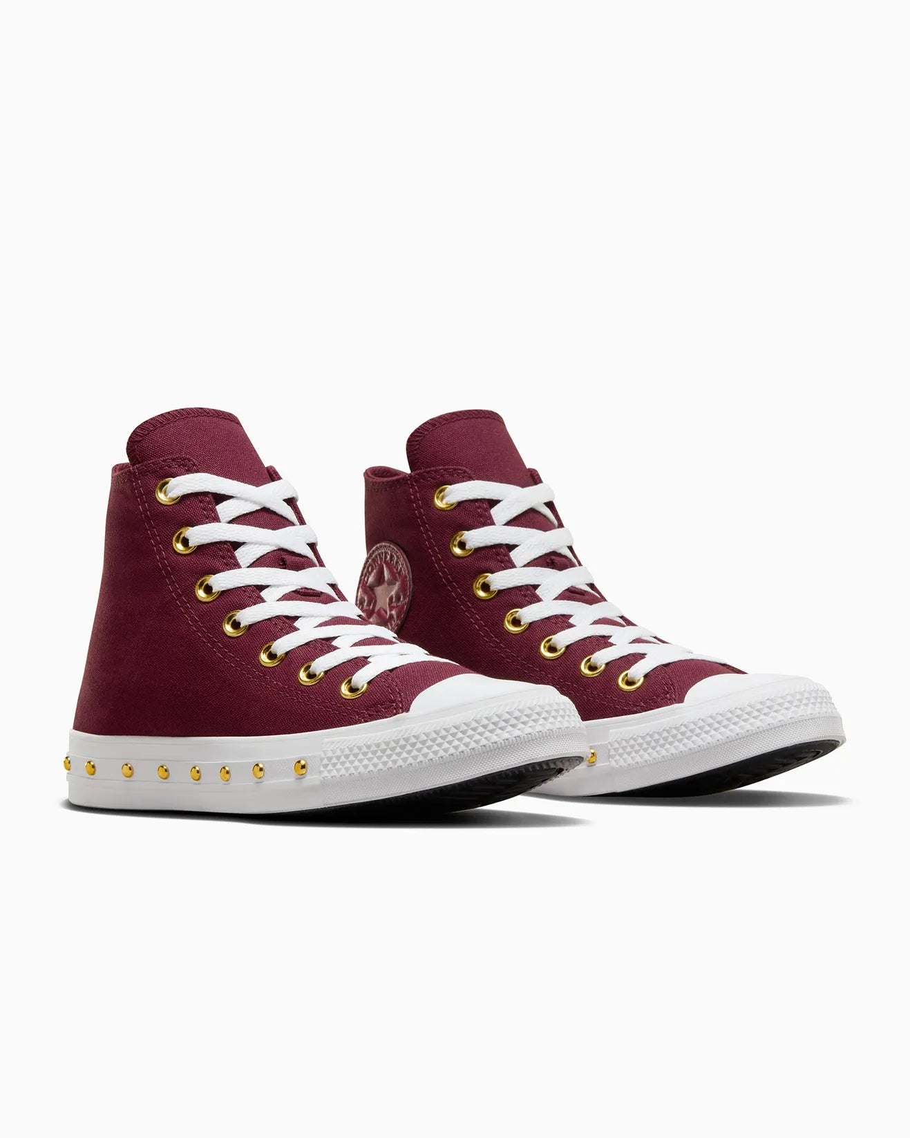 - Converse Chuck Taylor Womens Star Studded Hi - Deep Bordeaux/White/Gold - (A07906) - BDU- R1L7