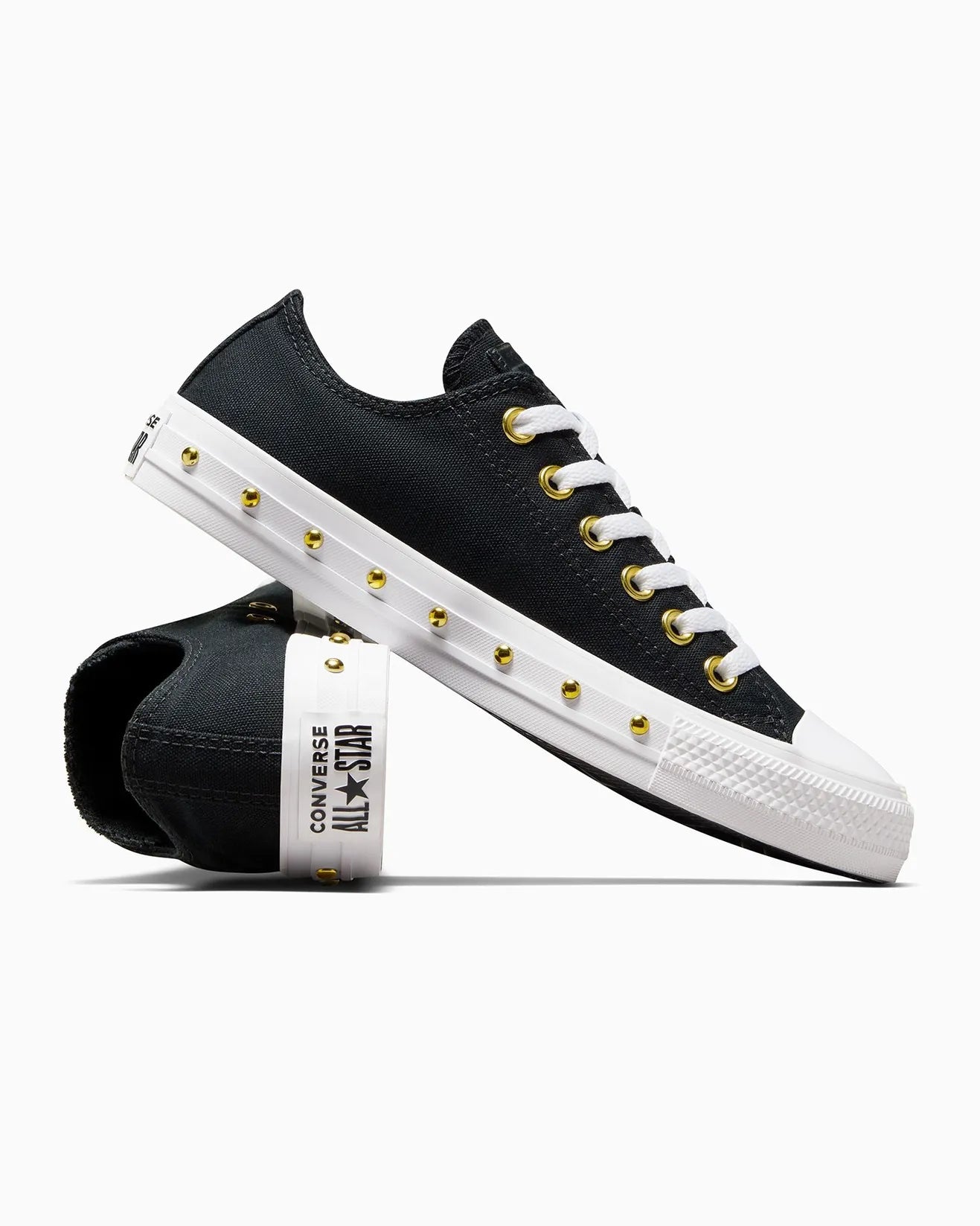 - Converse Chuck Taylor Womens Star Studded Lo -Black/White/Gold - (A07907) - OG- R1L7