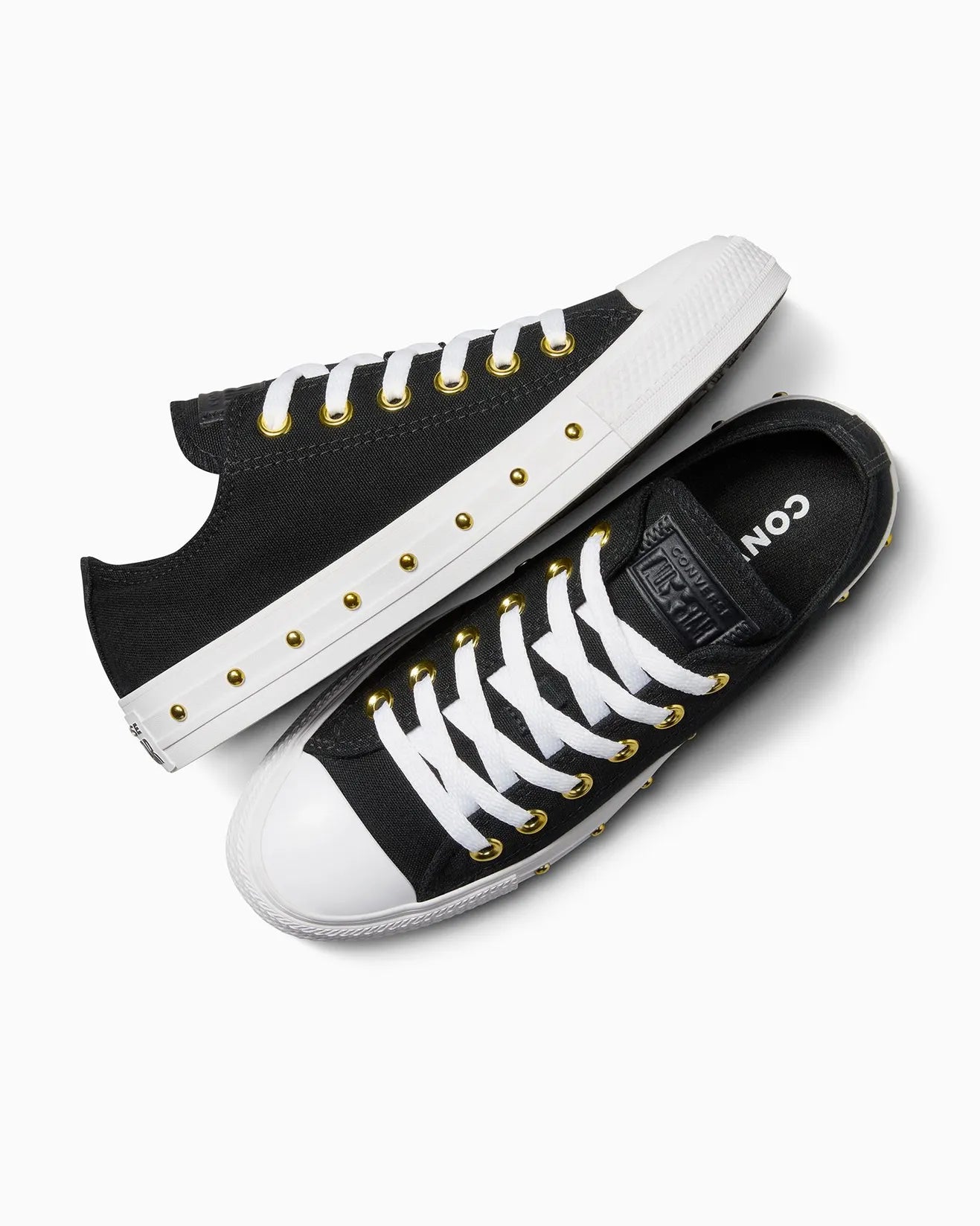 - Converse Chuck Taylor Womens Star Studded Lo -Black/White/Gold - (A07907) - OG- R1L7