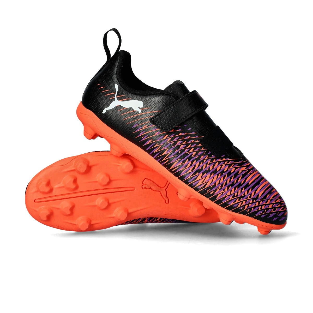 .PUMA FUTURE 8 PLAY FG/AG RB KIDS FOOTBALL BOOTS - Black/White/Glowing Red - (108286-01) - PR8 - R2L17
