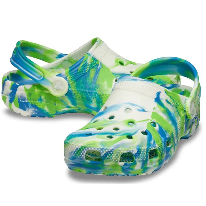 .Crocs Kids/Youth Original Classic Clogs Glow Marbled Prep Blue Multi - (210718-4TL) - F