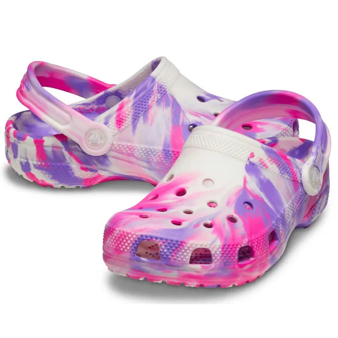 .Crocs Kids/Youth Original Classic Clogs Glow Marbled Pink Crush Multi - (210718-6TX) - F