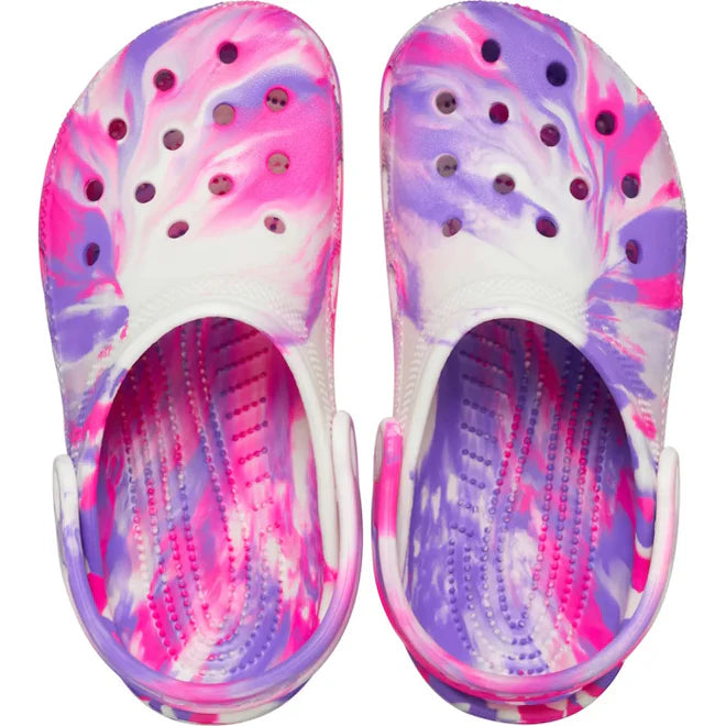.Crocs Kids/Youth Original Classic Clogs Glow Marbled Pink Crush Multi - (210718-6TX) - F