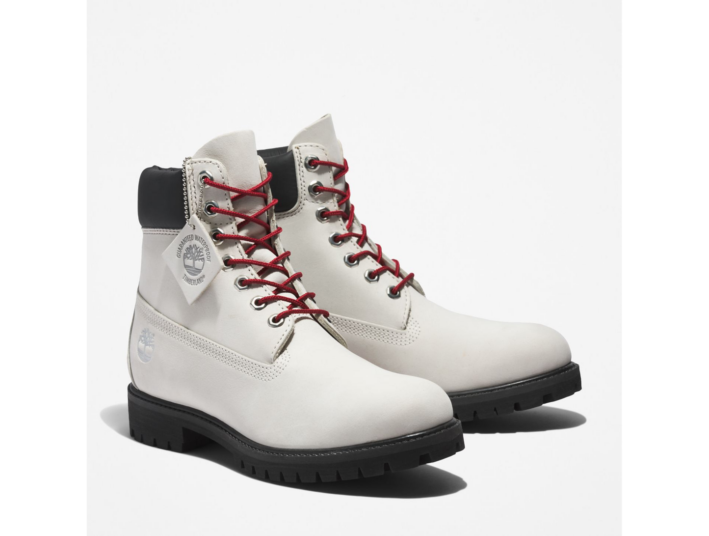 Timberland 6-Inch Premium Waterproof Boots - Color: Grey Nubuck/Red - (TB010061) - TIG - R2L17
