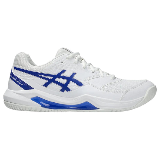 .ASICS GEL-DEDICATE 8 NETBALL SHOES - WHITE/BLUE - (1041A408-106) - HRD - R2L14