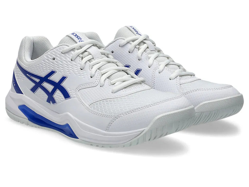 .ASICS GEL-DEDICATE 8 NETBALL SHOES - WHITE/BLUE - (1041A408-106) - HRD - R2L14