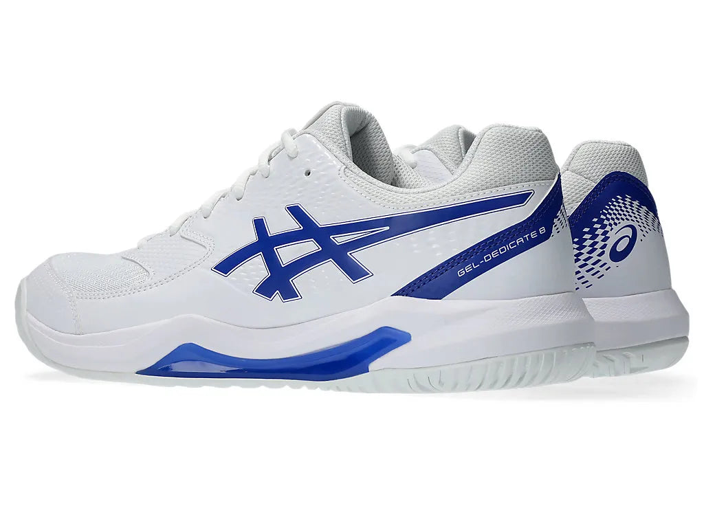 .ASICS GEL-DEDICATE 8 NETBALL SHOES - WHITE/BLUE - (1041A408-106) - HRD - R2L14