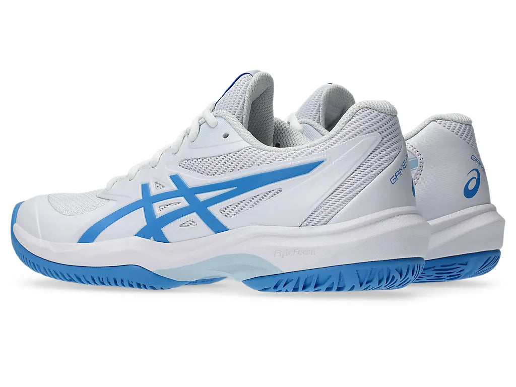 .ASICS WOMEN GEL GAME 9 NETBALL SHOES - WHITE/BLUE - (1042A281-100) - G56 - R2L12