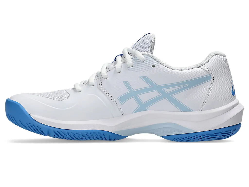 .ASICS WOMEN GEL GAME 9 NETBALL SHOES - WHITE/BLUE - (1042A281-100) - G56 - R2L12