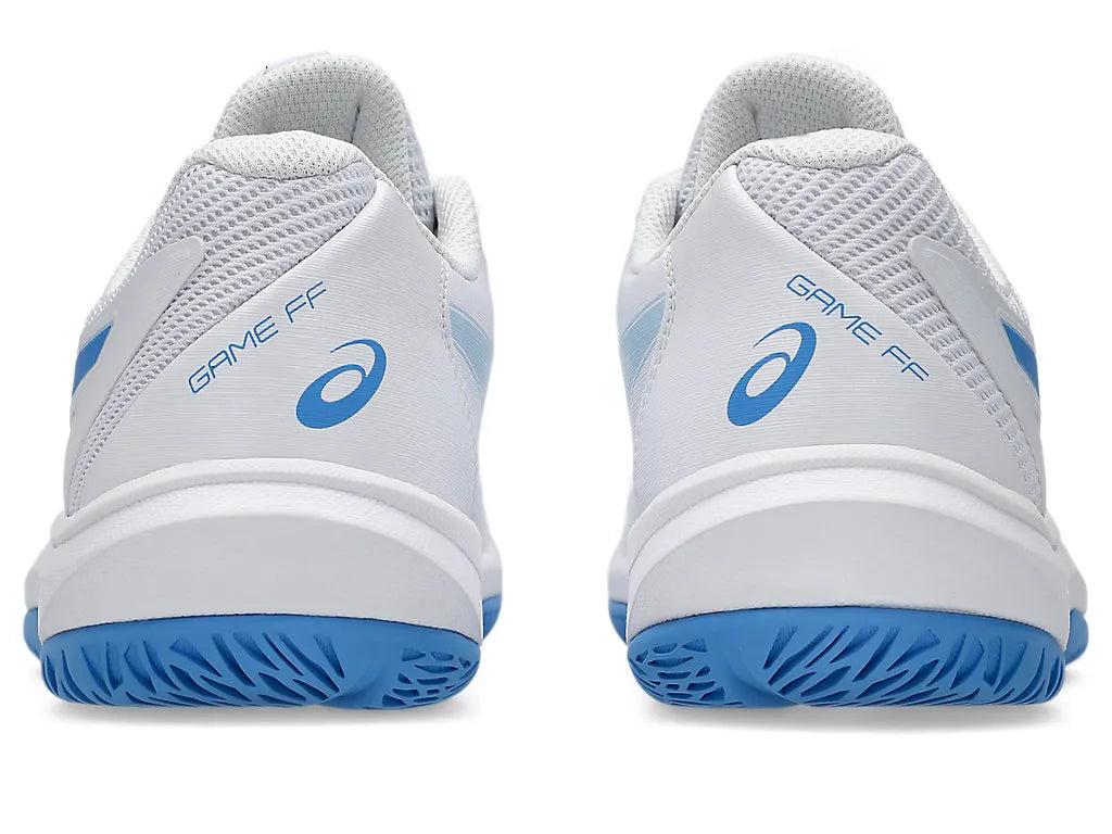 .ASICS WOMEN GEL GAME 9 NETBALL SHOES - WHITE/BLUE - (1042A281-100) - G56 - R2L12