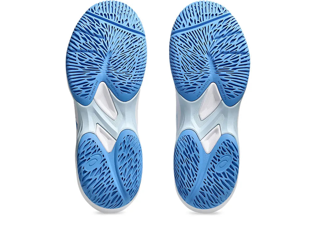 .ASICS WOMEN GEL GAME 9 NETBALL SHOES - WHITE/BLUE - (1042A281-100) - G56 - R2L12
