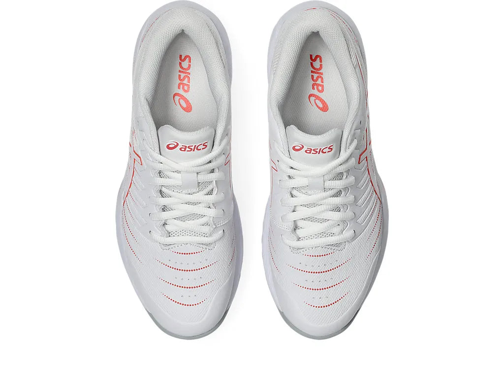 .ASICS WOMEN GEL-NETBURNER 21 (D WIDE) BIO NETBALL SHOES - WHITE/PAPAYA - (1072A113-100) - G21 - R2L12