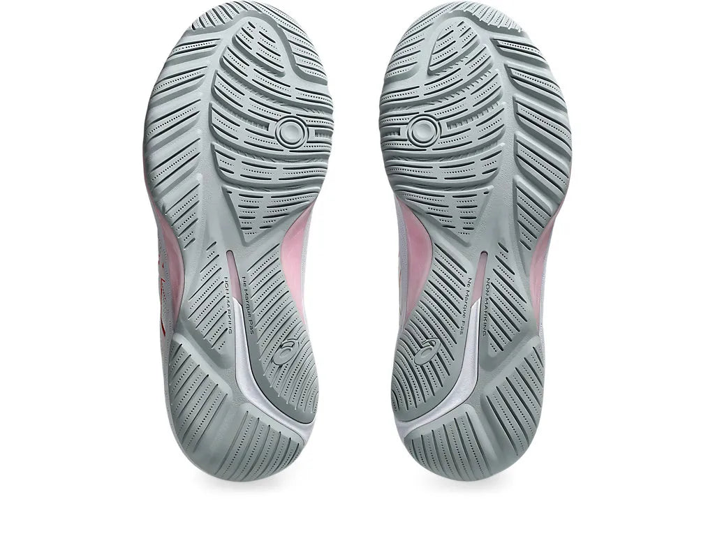 .ASICS WOMEN GEL-NETBURNER 21 (D WIDE) BIO NETBALL SHOES - WHITE/PAPAYA - (1072A113-100) - G21 - R2L12