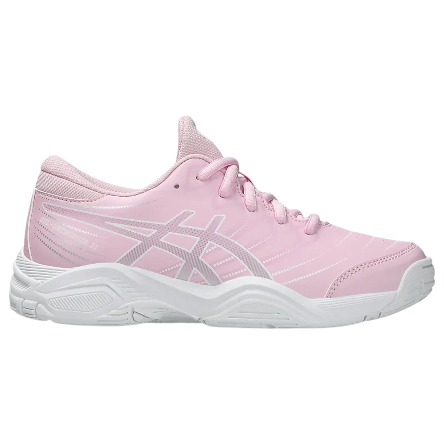 .ASICS WOMEN GEL-NETBURNER 21 GS NETBALL SHOES - COTTON CANDY/WHITE - (1074A046-700) - GST - R2L12