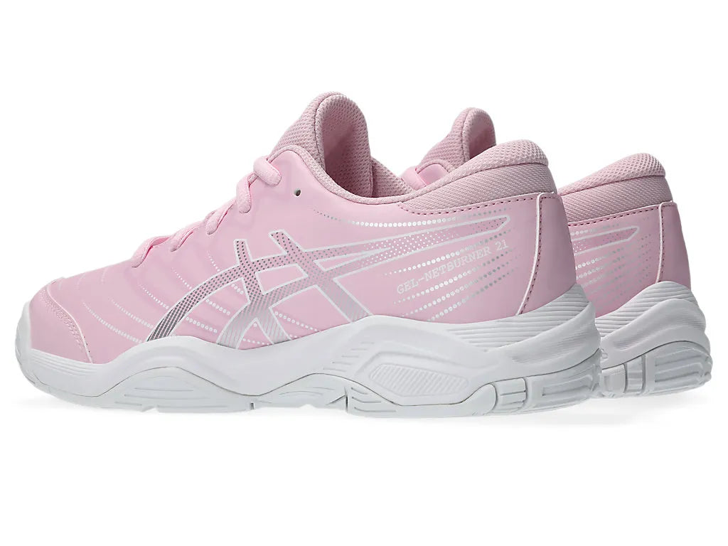 .ASICS WOMEN GEL-NETBURNER 21 GS NETBALL SHOES - COTTON CANDY/WHITE - (1074A046-700) - GST - R2L12