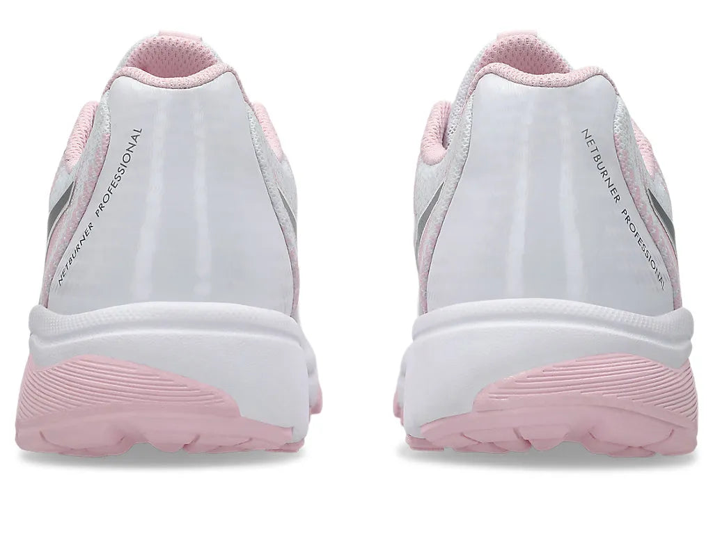 .ASICS WOMEN GEL-NETBURNER PROFESSIONAL 4 GS NETBALL SHOES - WHITE/COTTON CANDY - (1074A041-102) - WC4 - R2L12
