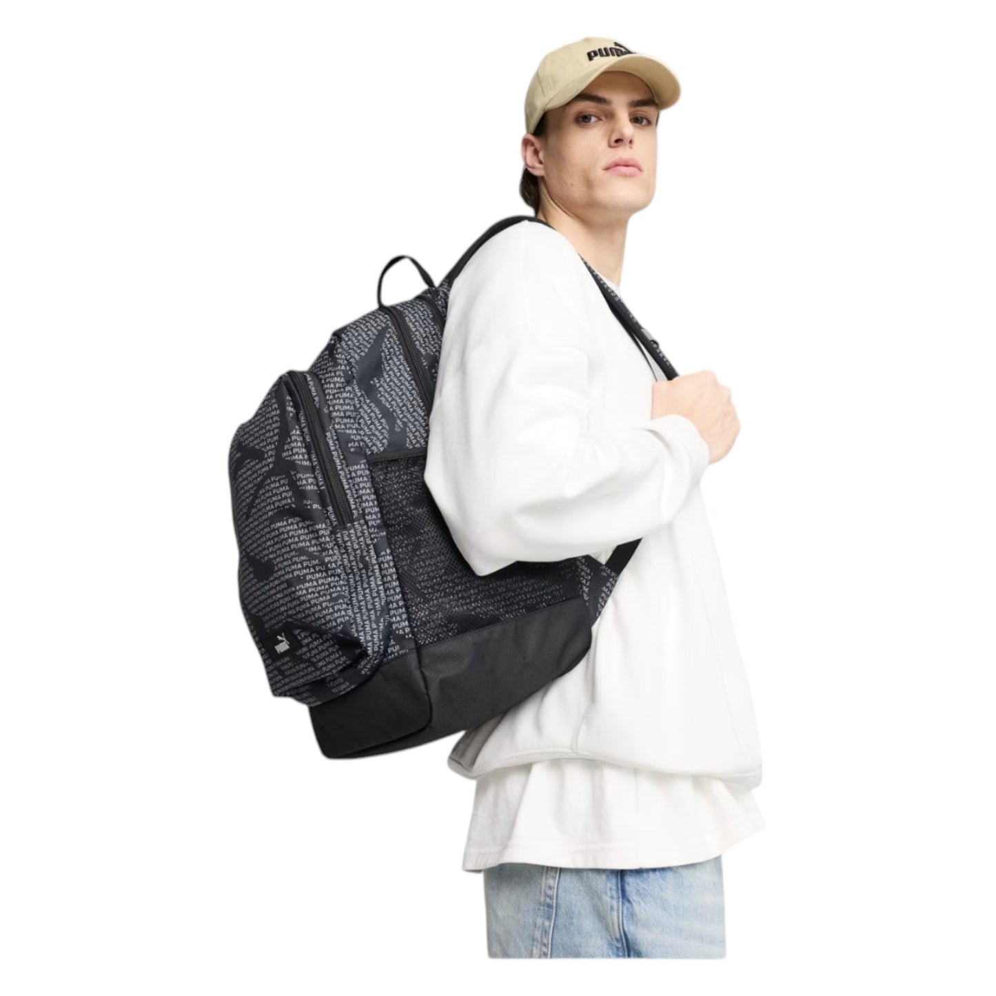 .PUMA Academy All-Over Print Backpack - Black/ White Print - (091150 07) - F