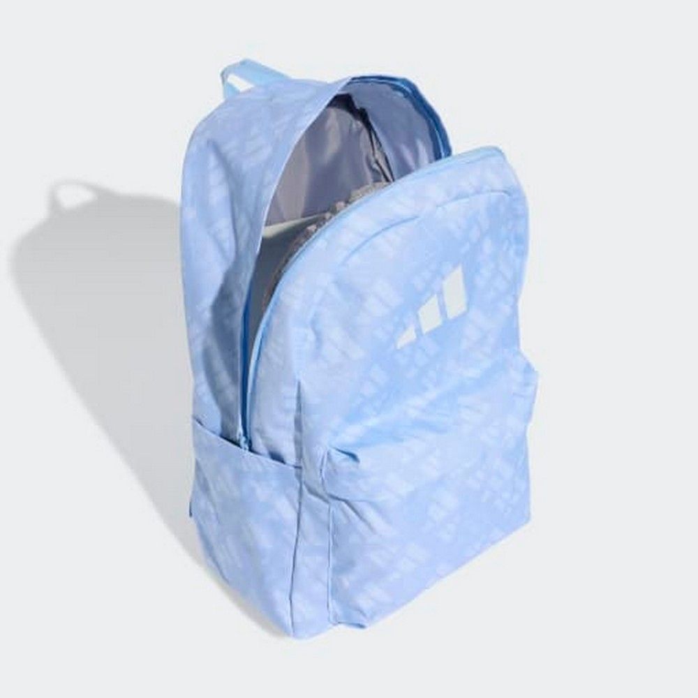 .ADIDAS CLASSIC MONOGRAM GRAPHIC BACKPACK BLUE - GLOW BLUE/WHITE - (JZ5504) - C16