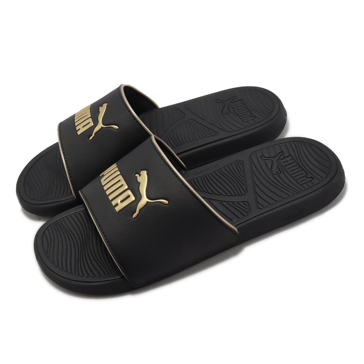- PUMA COOL CAT 2.0 SANDALS/SLIDES Black and Gold pop up metallic (393970 01) - ZK3 - R2L14