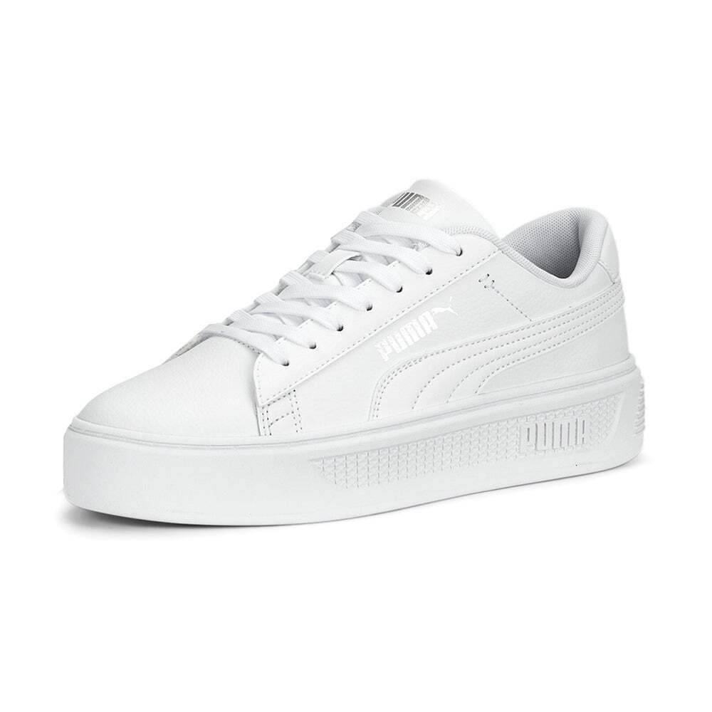 .Puma Womens Smash Platform V3 WHITE/SILVER - (390758 01) - PF3- R1L5