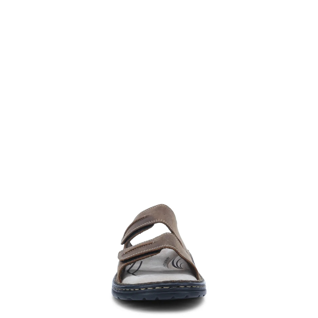 - Hush Puppies Slider 2 strap Brown Leather Slip on Sandal (146479) - C - F