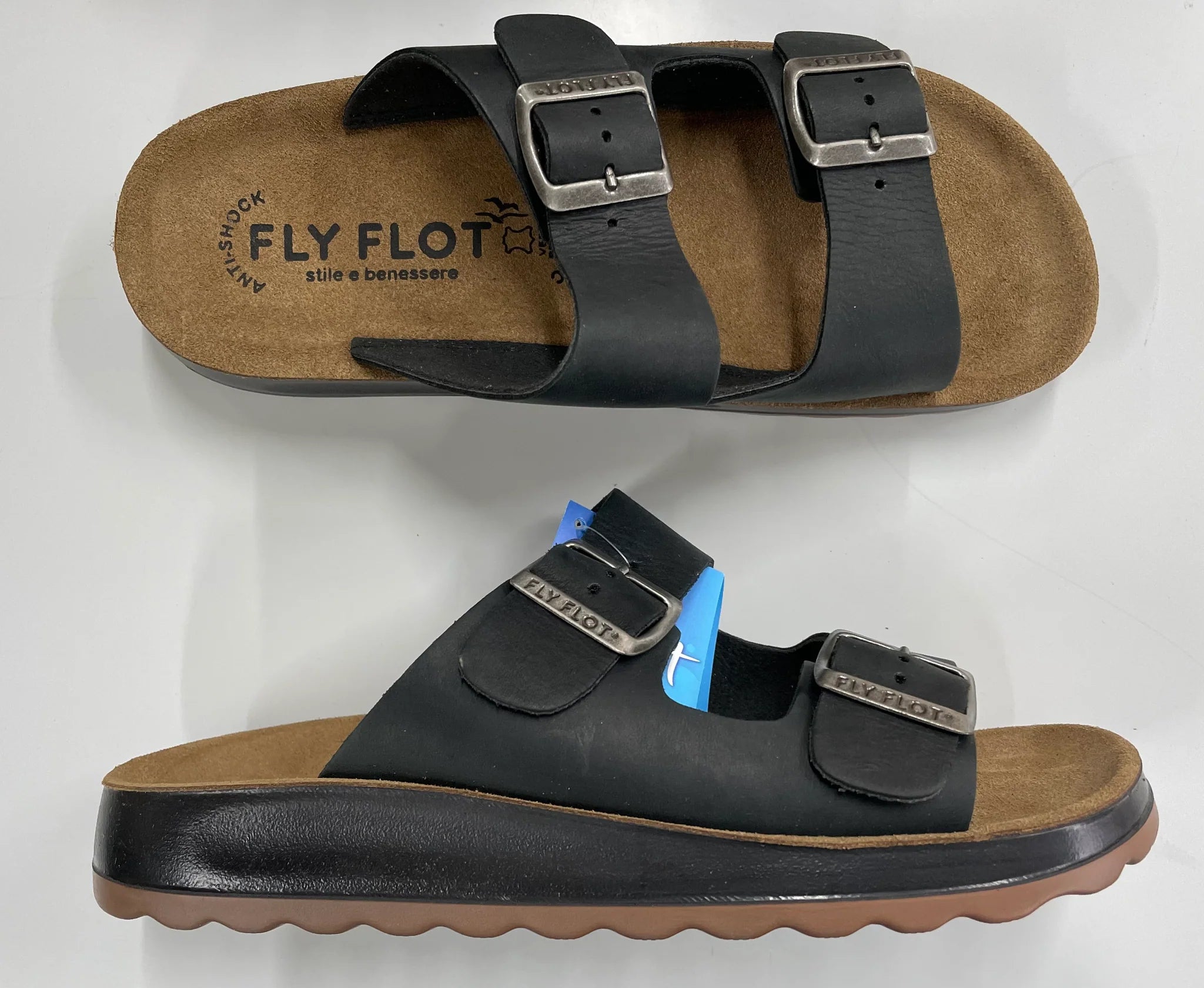 FLY FLOT Mens Sandal 2 BUCKLE BLACK -C2 - F – Shoe Bizz