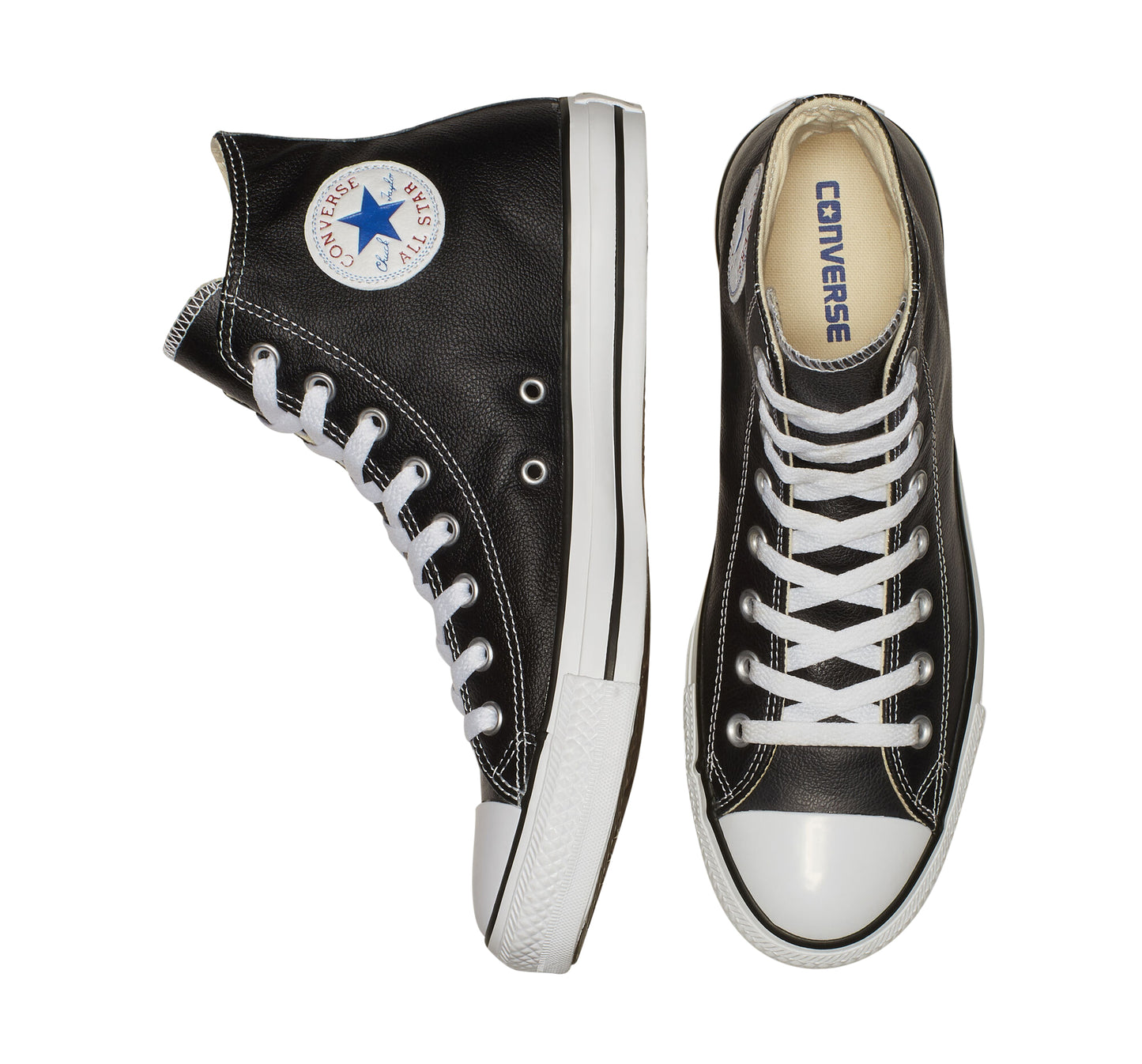 .Converse Chuck Taylor Unisex Black Leather Hi Cut - (132170) - BLK LTHR HI - R1L7