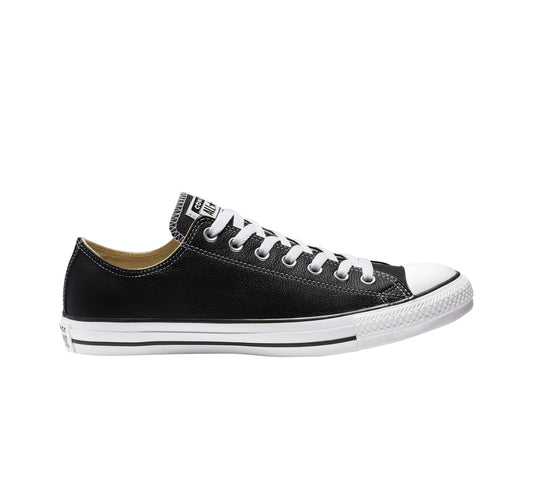 + Converse Chuck Taylor Unisex Leather Blk/Wht Lo (132174) - BLK LTHR LOW - R1L8
