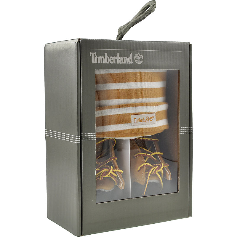 .Timberland Infant Baby Crib Booties with Hat Set - (TB09589R) - Wheat - R1L9