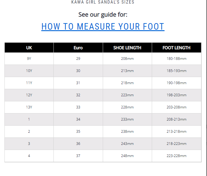 Kawa School Girls Sandals Kawa Brand Black Leather Upper - A - (GS01) - F