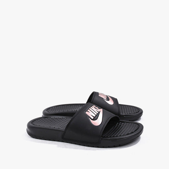 Nike Benassi JDI Womens Black/Rose Gold Scuffs (343881 007) - J1 - R2L16