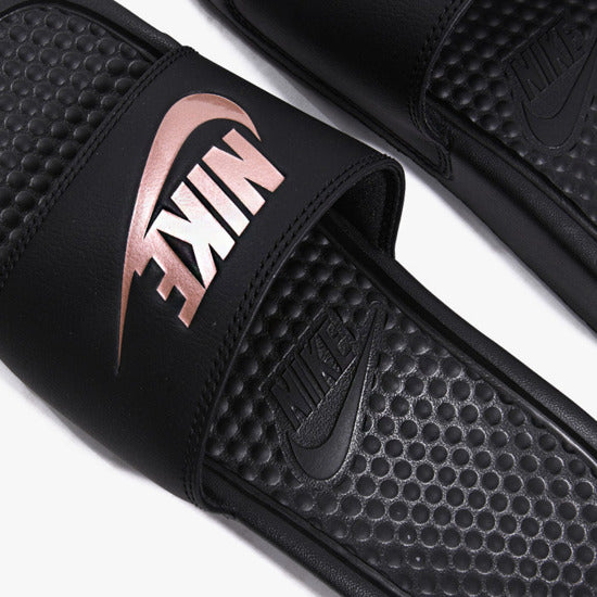 Nike Benassi JDI Womens Black/Rose Gold Scuffs (343881 007) - J1 - R2L16