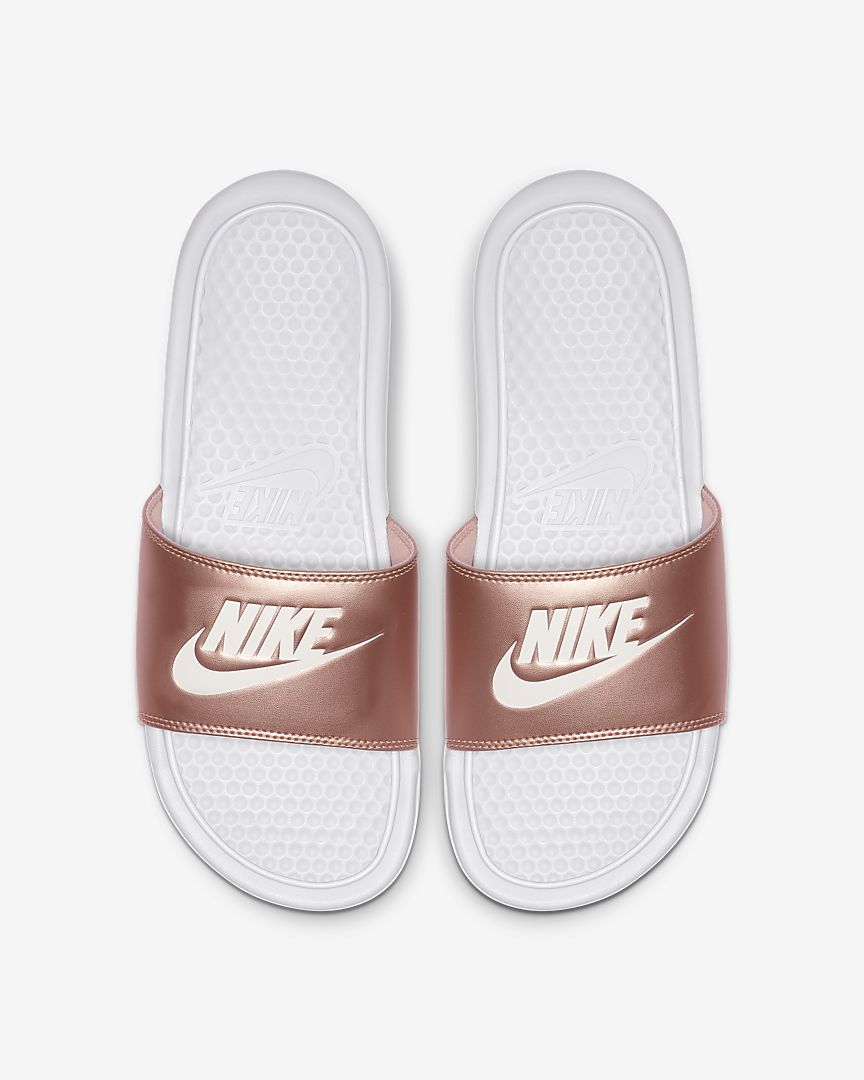 Nike Benassi JDI Womens White/Rose Gold Scuffs (343881 108) - J3 - R2L16