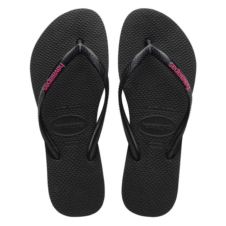 .Havaianas Womens Slim Logo Pop Up Black/Pink - (1094) - HVPINK - F