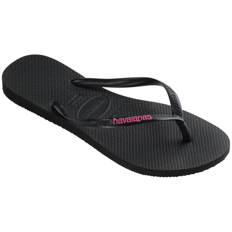 .Havaianas Womens Slim Logo Pop Up Black/Pink - (1094) - HVPINK - F