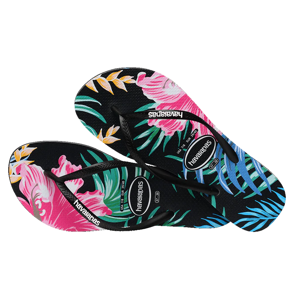 .Havaianas Womens Slim Floral Palm Flip Flops - HVSF - F