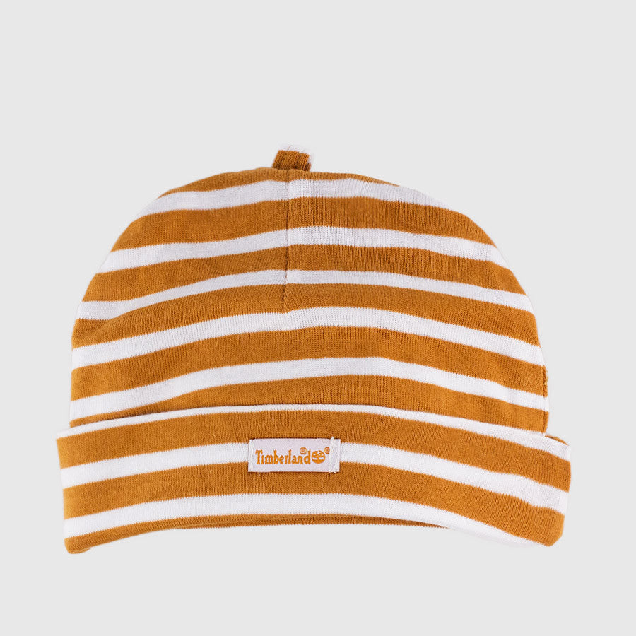 .Timberland Infant Baby Crib Booties with Hat Set - (TB09589R) - Wheat - R1L9
