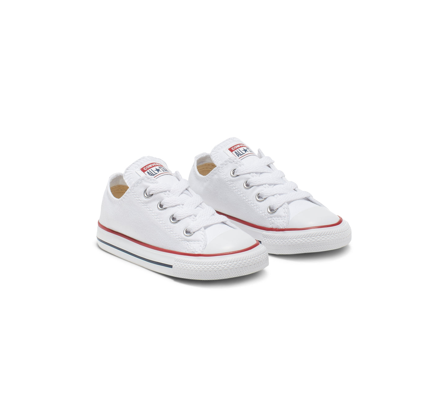 .Converse Chucks Toddler Lo Cut Wht/Red Canvas - (7J256) - WHT LO - R1L1