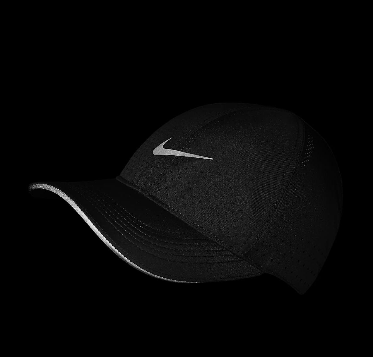 .Nike Featherlight Dri-FIT Aerobill Running Cap Black - (DC3598 010) - F
