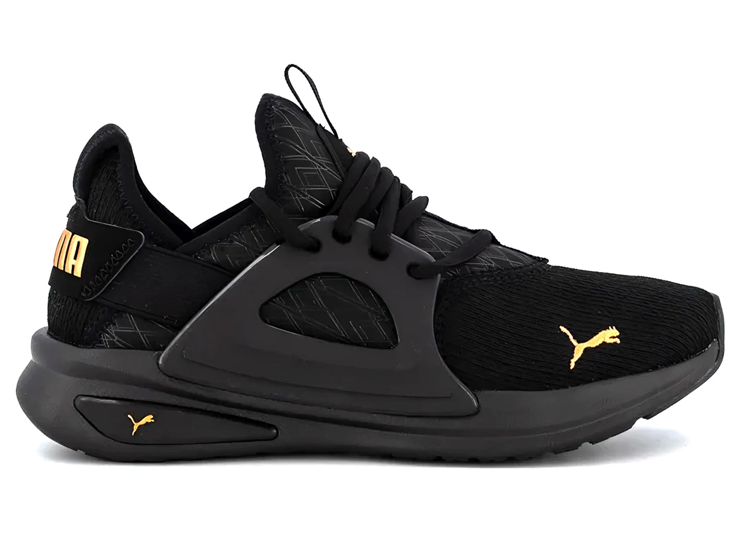 .Puma Womens Softride Enzo Evo Running Shoes - BLACK/GOLD - (377049 01) - NZ - R1L5