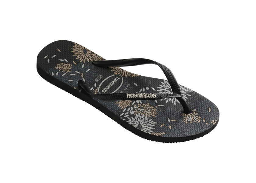 .Havaianas Womens H.SL Bloom CF - (SLIM LOGO METALLIC PRINT) - HV11 - F