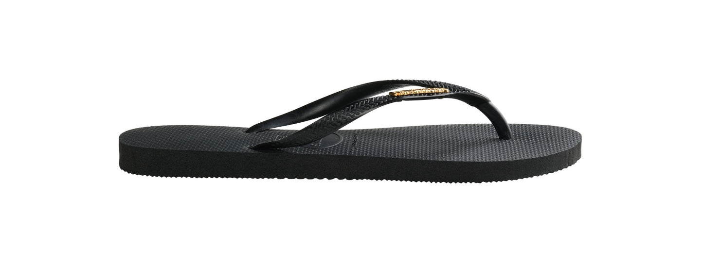 .Havaianas Womens Slim Logo Metallic Black/Gold - (SLIMLOGOMETALLIC) - HV10 - R1L6/F