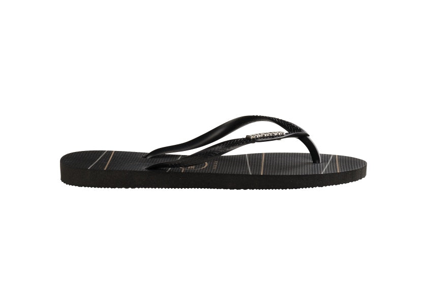 .Havaianas Womens Slim Logo Metallic Blk/Gld/Sil - (SLIM LOGO METALLIC PRINT) - HV9 - F
