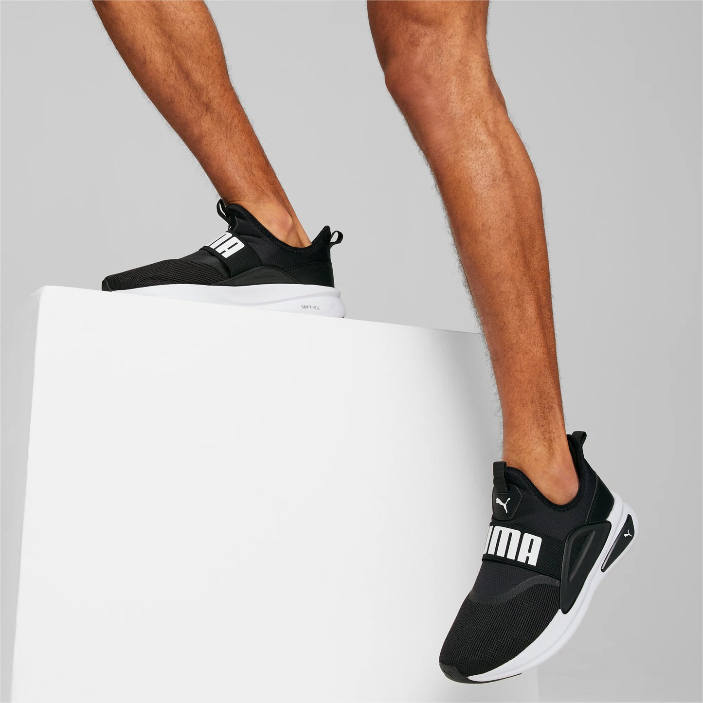 .Puma Mens SoftRide Enzo Evo Slip-On Black/White - (377875 01) - PB - R1L4