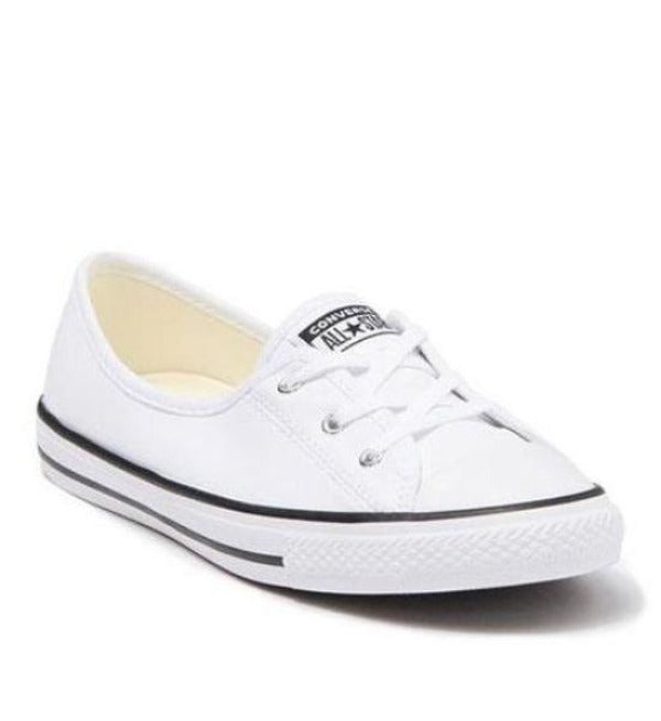 .Converse Womens CT Faux Leather Ballet Lace - White/Black - (566777C) - LXY - R1L7