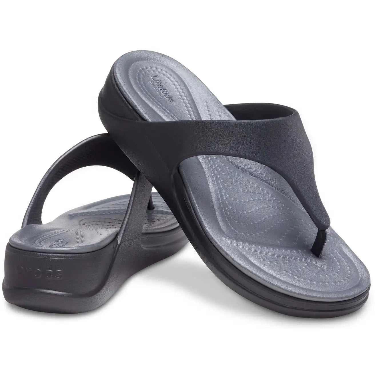 Crocs Boca Wedge Flip Women's Black/Grey - (207417-001) - F - C25