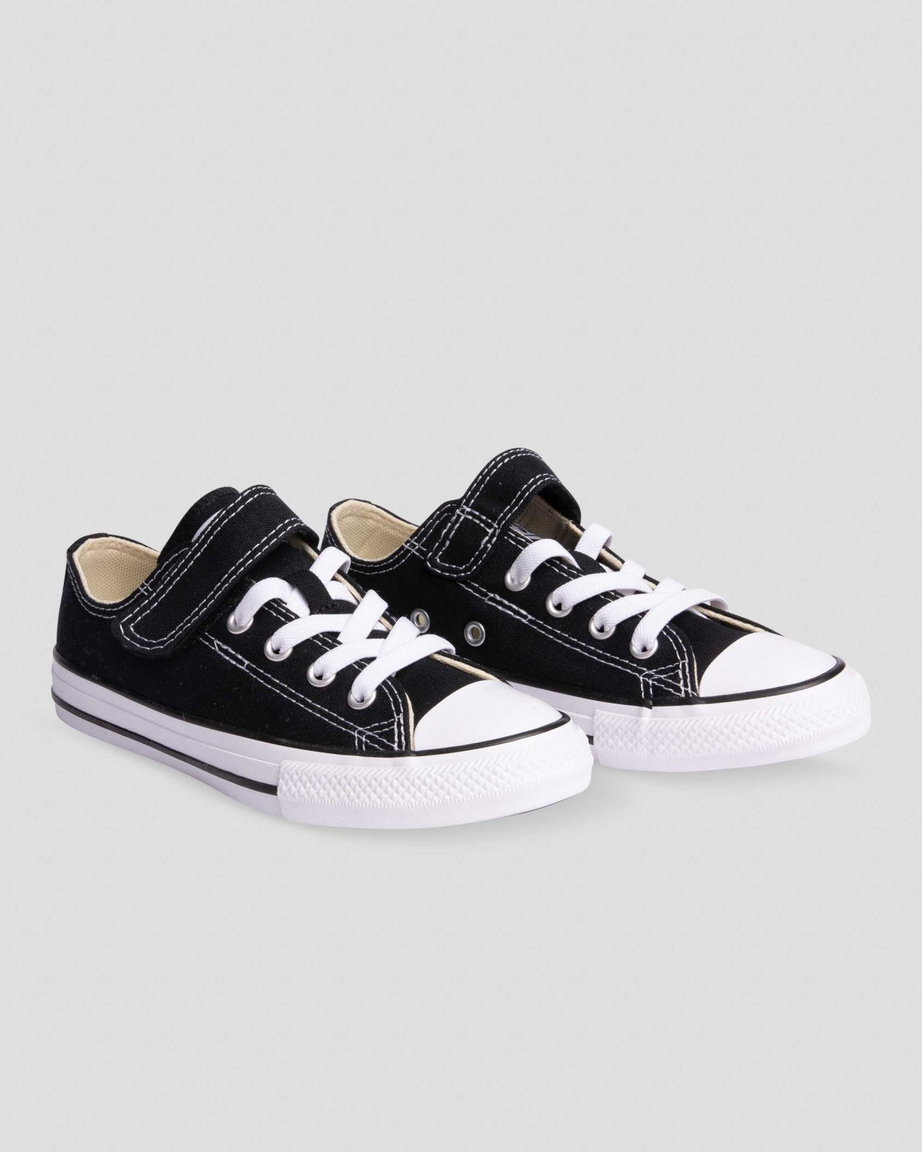 + Converse Chuck Taylor All Star Easy On 1V Junior Low Top Black Velcro / Elastic Laces - (372881) - VCB - R1L1