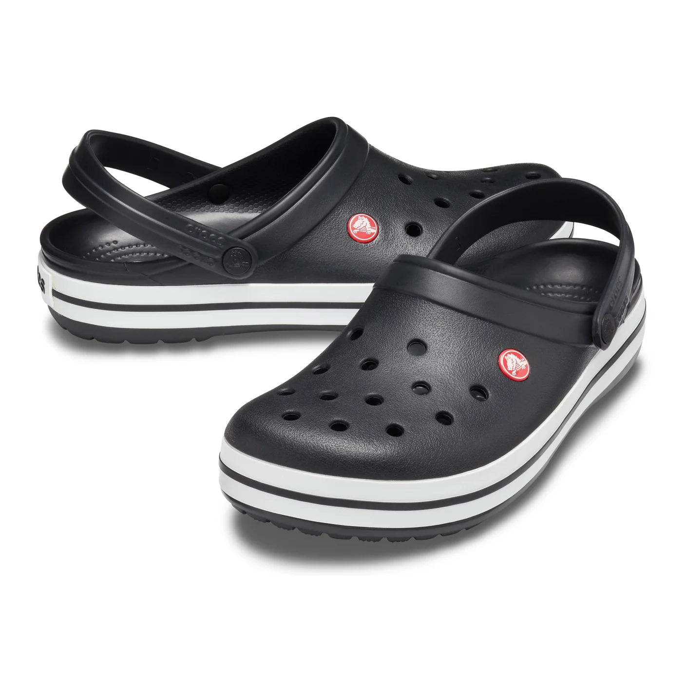 .Crocs Unisex Original Crocband Clogs Black/White/Red Adults - (11016-001) - F - C25