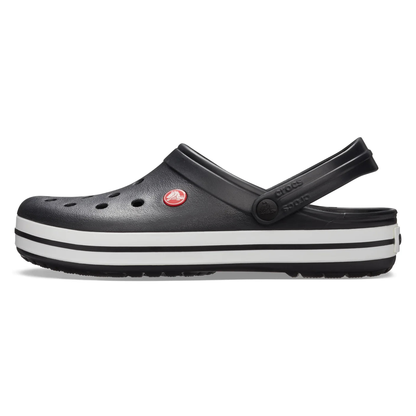 .Crocs Unisex Original Crocband Clogs Black/White/Red Adults - (11016-001) - F - C25